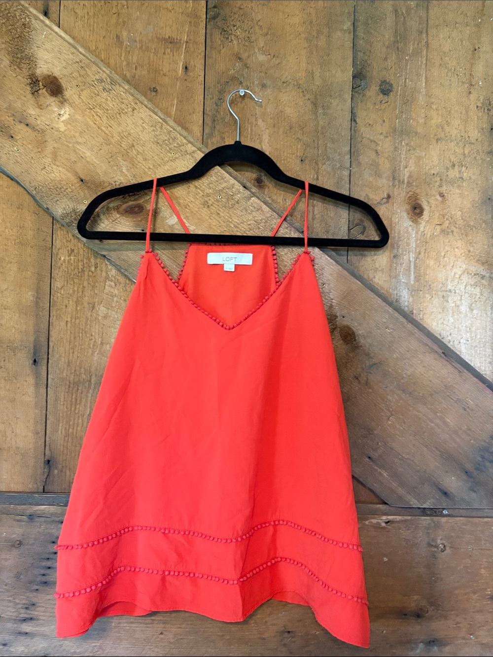 LOFT Coral-Red Spaghetti Strap Cami